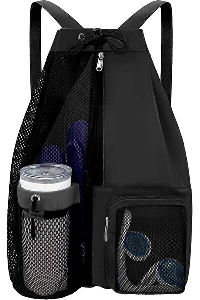 KOWVOWZ Mesh Swim Bag, Drawstring Bag with Wet Pocket, Waterproof Sport Bag B...
