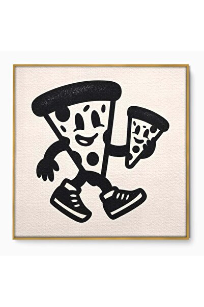 Luxcanva Tablou Canvas Pizza Friends 70x70 cm cu Ramă Aurie Pizza Friends Fas...