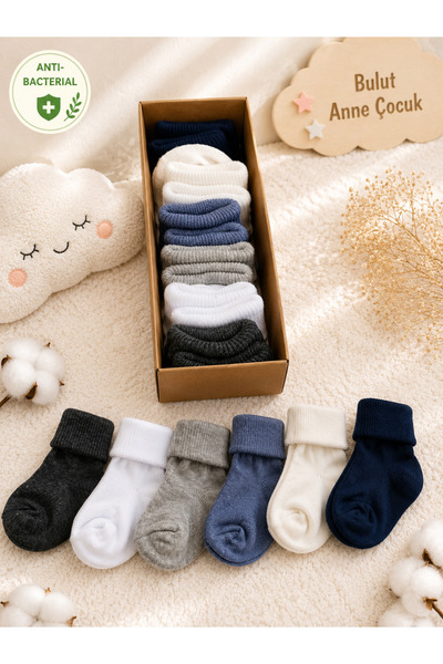 Bulut Anne ve Çocuk 6 Pack Baby Socks Newborn Colorful Solid Color