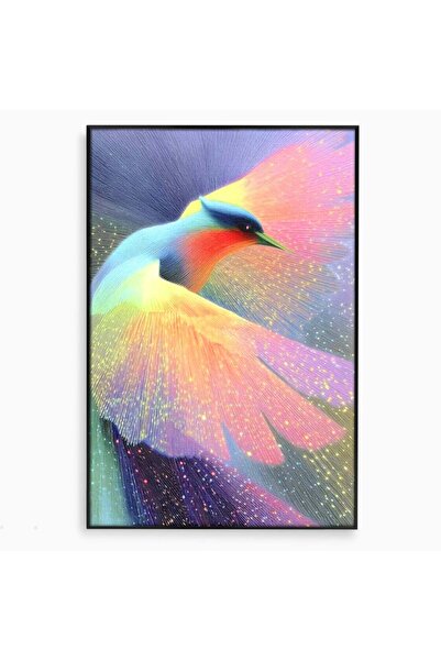 Luxcanva Tablou Canvas Mesagerul Luminii 80x120 cm cu Rama Negru Mesagerul Lu...