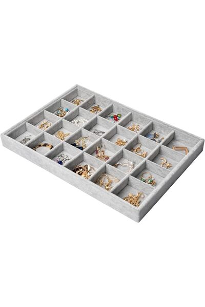 GENERAL Velvet Jewelry Tray 24 Grid for Drawers, Jewelry Storage, Stackable J...