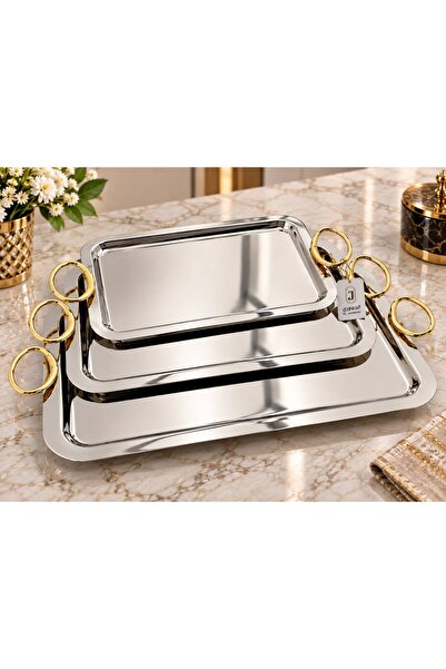 aljahwari 2 Color Serving Tray Set 3 Pieces Heavy