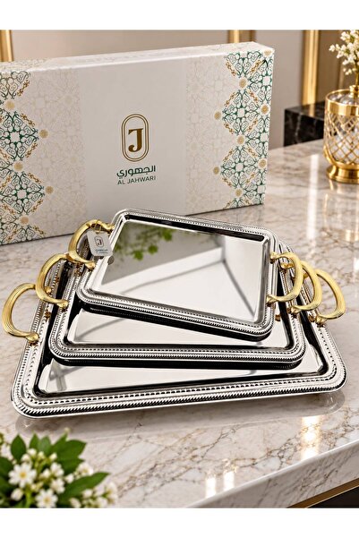 aljahwari 2 Color Serving Tray Set 3 Pieces Heavy