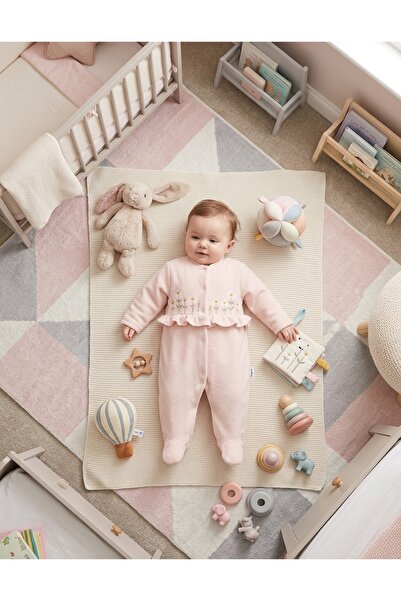 Baby Mii Papatya Nakışlı Kadife Tulum