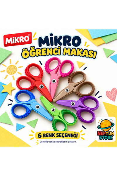neptünstore Micro-Protected Student Scissors with Pattern - Safe Tip - Blunt ...