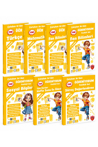 Çalışkan Arı Yayınları 4. Sınıf Öğreniyorum Fasikül Set (7 Kitap) (2020-2027)