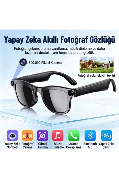 Arpag Import Kameralı Akıllı Gözlük Yapay Zeka Destekli Görüntü Ses Kayıt Dil...