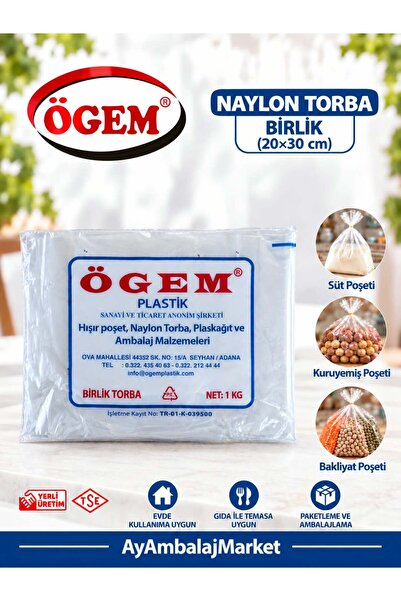 Ögem Birlik Naylon Torba / Bakkaliye Torbası 20x30 cm 1000Gram