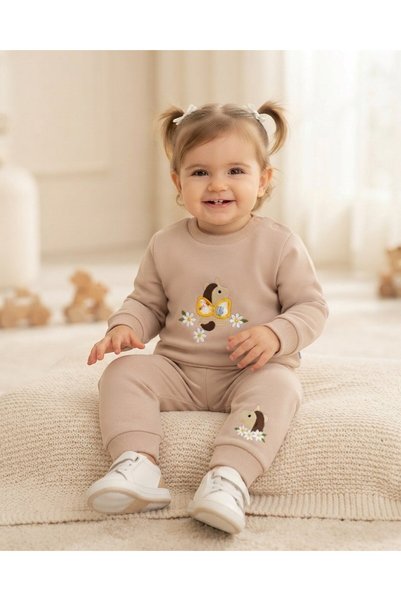 Ege Bebek Baby Girl Winter 3 Thread Threaded Daisy and Horse Embroidered 6-9-...
