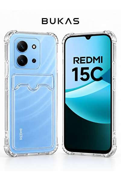Xiaomi REDMİ 15C Uyumlu Şeffaf Kartlıklı Kamera Korumalı Airbag Darbe Önleyici Silikon Kılıf