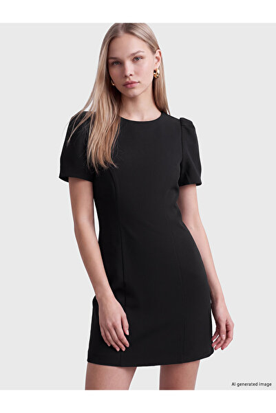 LC Waikiki Rmz Gi̇yi̇m Farkiyla Zero Roba Collar Balloon Sleeve Mini Dress