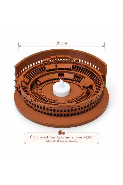DoBi3D Dekoratif Kolezyum Mumluk – 3D Baskı Roma Amfitiyatrosu Tasarımlı LED ...