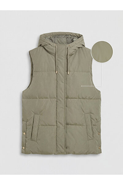 LC Waikiki Lcw Vision Khaki Hooded Women's Puffer Vest