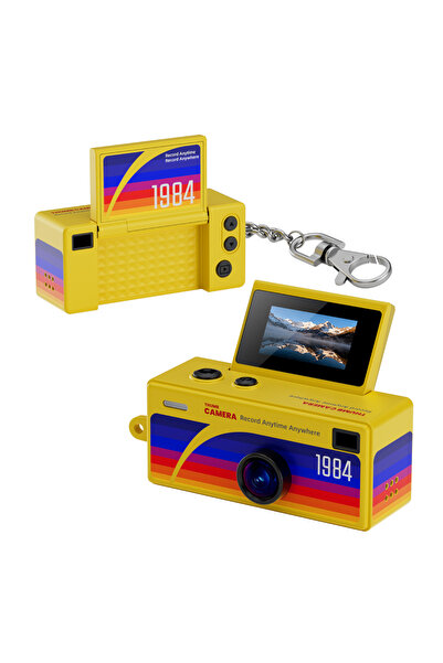 Ausek Mini cameră digitală breloc G6 Flip, 1080P Full HD, retro, ecran rabata...