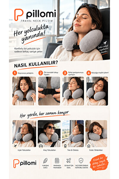 Generic Brand Travel Neck Pillow Washable Journey Pillow Airplane Bus Car Train Pillow Fiber Filled