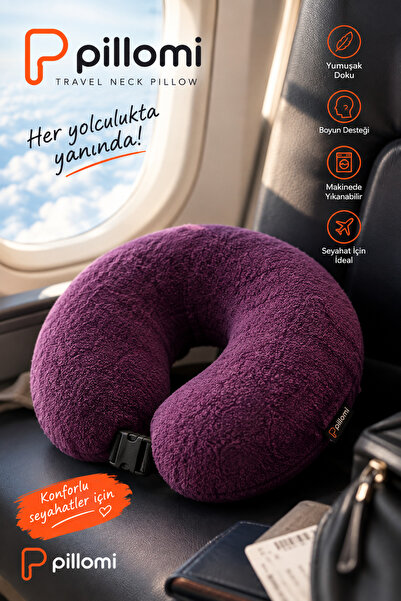 Pillomi Travel Neck Pillow Washable Journey Pillow Airplane Bus Car Train Pil...