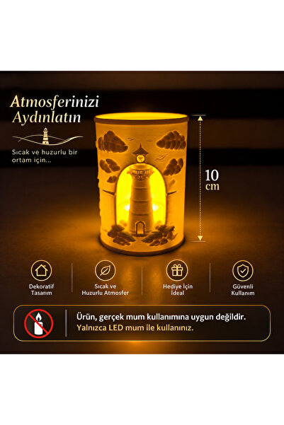 DoBi3D Deniz Feneri Tasarımlı Dekoratif LED Mumluk 10 cm – Lighthouse Temalı ...