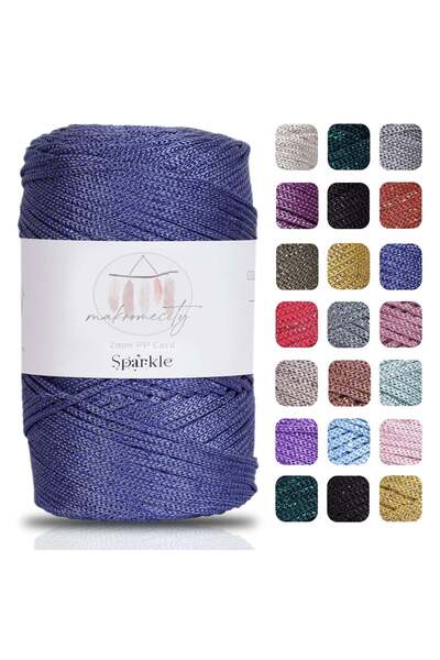Makromecity Premium Glittery 200 γρ. Νήμα Μακραμέ από Πολυεστέρα, Μπλε Τζιν, ...