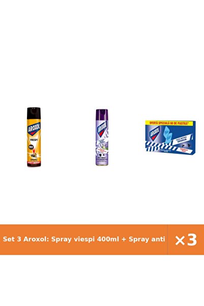 Aroxol Set 3 Aroxol: Spray viespi 400ml + Spray antimolii 250ml + Pastile tân...