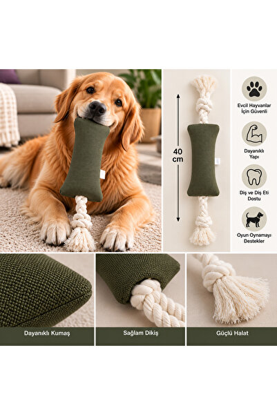 Köpek Kemik Çekiştirme Oyuncağı 40cm – Dayanıklı Kumaşlı Halat, Isırma Çiğneme ve Diş İpi Oyuncağı
