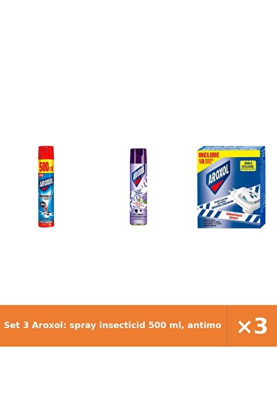Aroxol Set 3 Aroxol: spray insecticid 500 ml, antimolii 250 ml, aparat electr...
