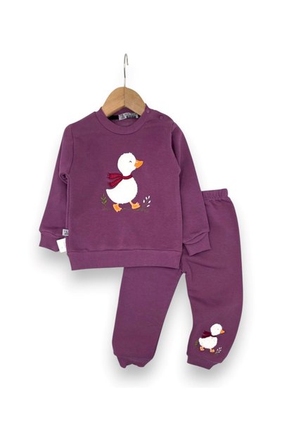 Egelite Baby Girl Winter 3 Thread Threaded Duck Embroidery Set 6-9-12-18-24 M...