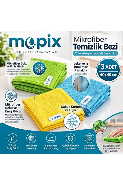 Mopix (3 Pieces) Microfiber Premium Cleaning Cloth General Cleaning Cloth Col...