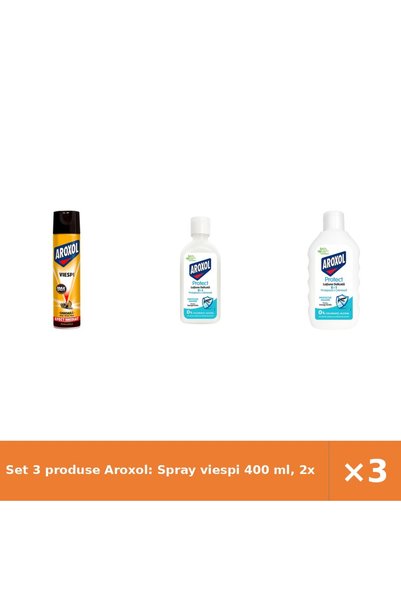 Aroxol Set 3 produse Aroxol: Spray viespi 400 ml, 2x lotiune delicată insecte...