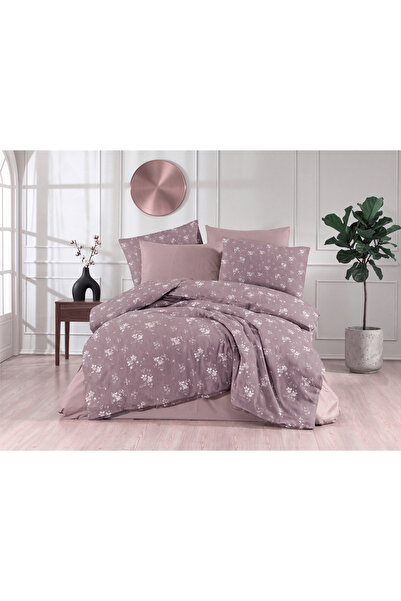 CANDAN ÇEYİZ Floral Patterned Elastic Sheet Double Duvet Cover Set Rose Dried