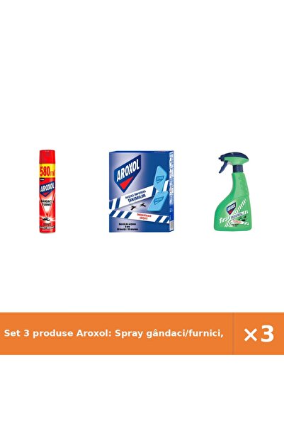 Aroxol Set 3 produse Aroxol: Spray gândaci/furnici, Pastile țânțari aparat 30...