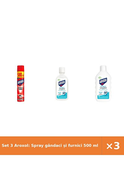 Aroxol Set 3 Aroxol: Spray gândaci și furnici 500 ml, Lotiune delicată Protec...