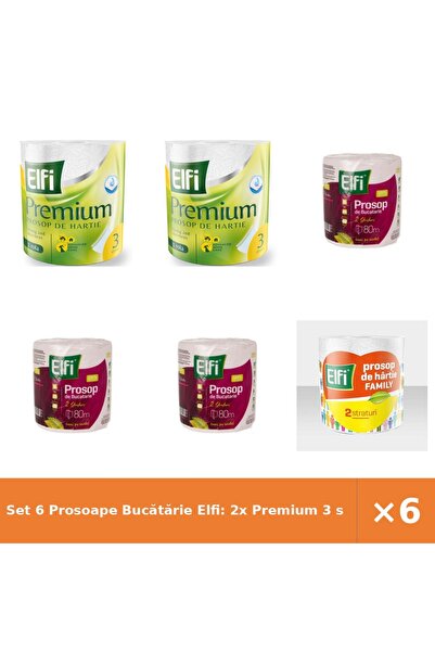 Elfi Set 6 Prosoape Bucătărie Elfi: 2x Premium 3 str, 3x 80m 2 str, 1x Family...