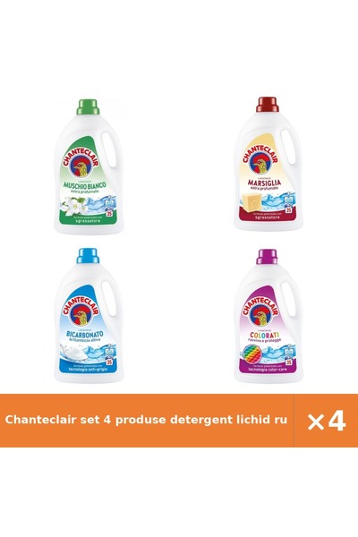 Chanteclair set 4 produse detergent lichid rufe: Mosc Alb, Marsilia, Bicarbon...