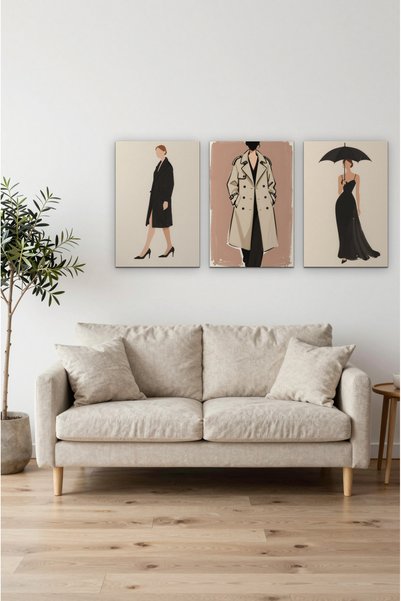 ZURİ DESİGN Set silueta od 3 bezramčane MDF zidne slike sa običnim printom, 3...