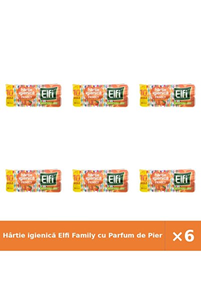 Elfi Hârtie igienică Family cu Parfum de Piersică, 6 role