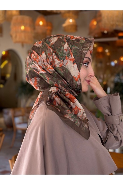 moiré Mercan Desen Soft Eşarp Pamuklu Kumaş Kaymayan Yapısıyla Rahat Kullanım