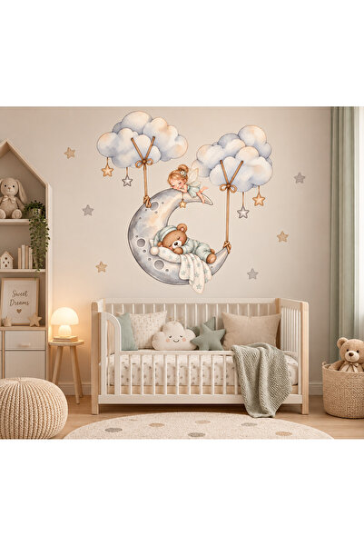 MaisonVelinCo Uykulu Ayıcık ve Ayda Peri Çocuk Odası Duvar Sticker Seti – Bul...