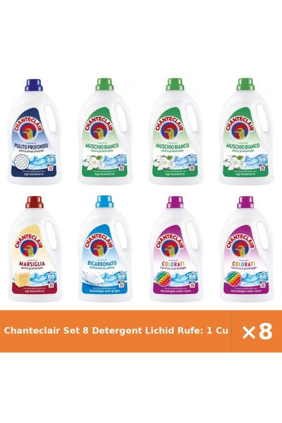 Chanteclair Set 8 Detergent Lichid Rufe: 1 Curățare, 3 Mosc Alb, 1 Marsilia, ...