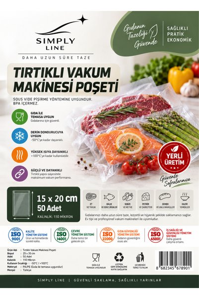 simply line Serrated Vacuum Machine Bag – Food Contact Safe, Pa/Pe Structure, Strong Vacuum Sealing and Freshness Preservation