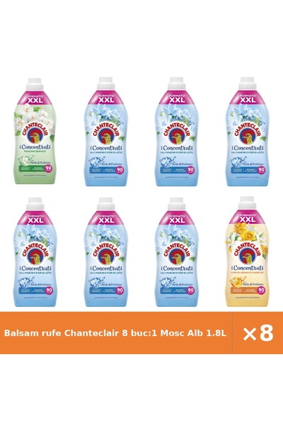 Chanteclair Balsam rufe 8 buc:1 Mosc Alb 1.8L 90 spăl.,6 Săruri Marine & Lotu...