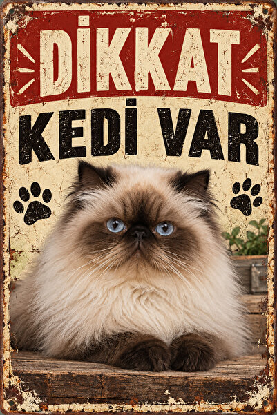 Lucena Himalayan Cat Caution There Is a Cat Retro Metal Sign Decorative Wall ...