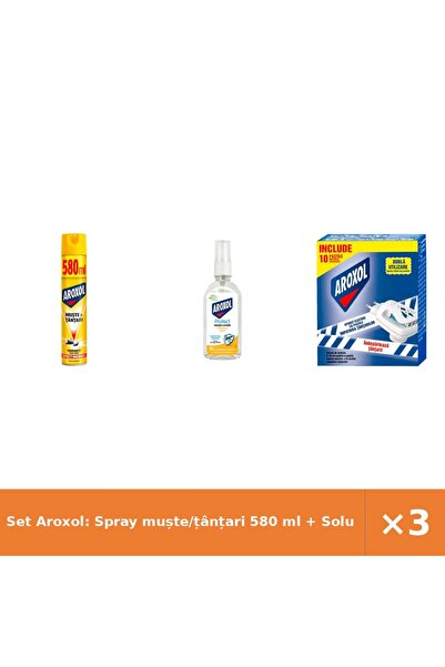 Aroxol Set Aroxol: Spray muște/țânțari 580 ml + Soluție lichidă Protec + Apar...