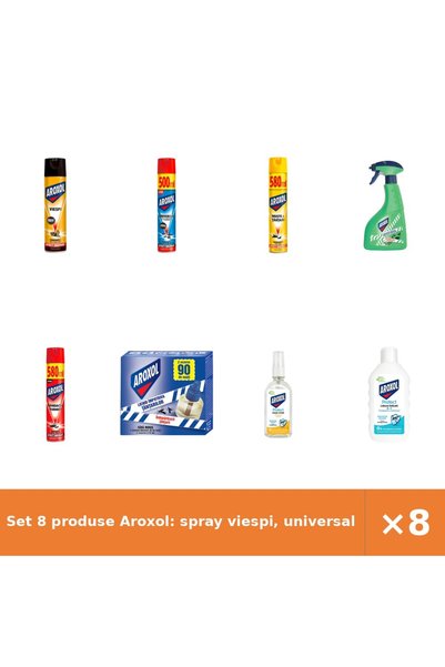 Aroxol Set 8 produse Aroxol: spray viespi, universal, muște și lichid instant