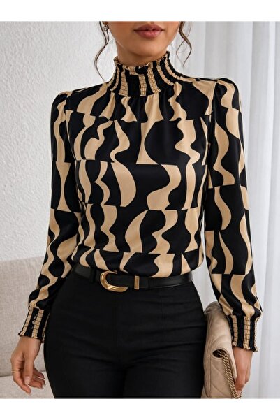 Simala Women's long sleeve turtleneck patterned supreme blouse