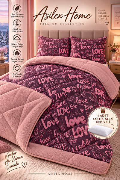 Asilex Home Collection Dvostruki Welsoft poplun sa ljubavnim uzorkom, punjen ...
