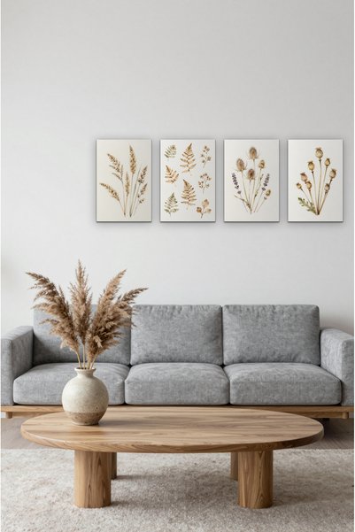 ZURİ DESİGN Set suvih biljaka od 4 komada bezramnih MDF zidnih slika sa ravni...