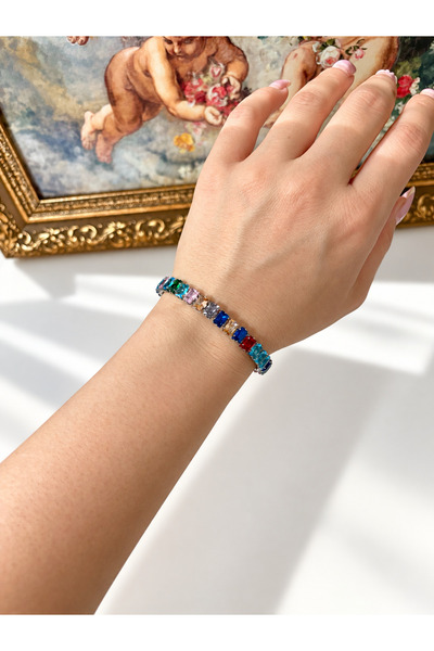 Gizemindünyası Multi-Colored Crystal Stone 316L Steel Bracelet