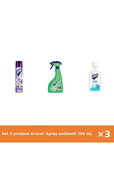 Aroxol Set 3 produse Aroxol: Spray antimolii 250 ml, Lichid instant, Loțiune ...