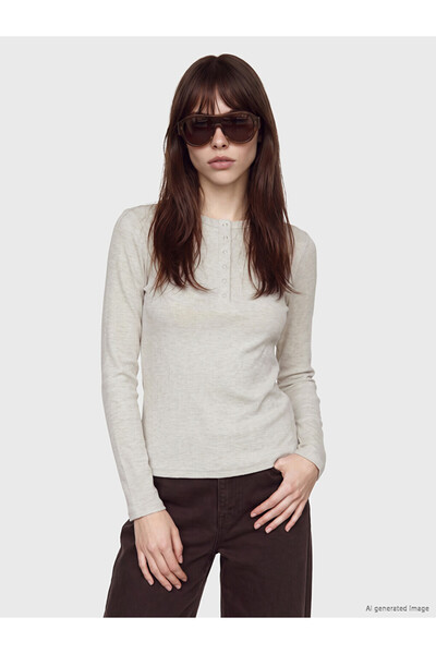 LC Waikiki Lcw Everyday Beige Crew Neck Women's Ribbed Bodysuit