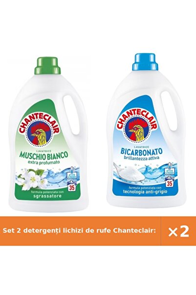 Chanteclair Set 2 detergenți lichizi de rufe Chanteclair: Mosc Alb + Bicarbonat